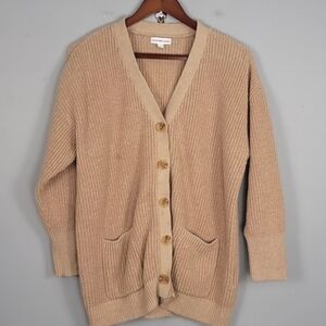 Calvin Klein Oversized Camel Tan Relaxed Fit Cardigan
